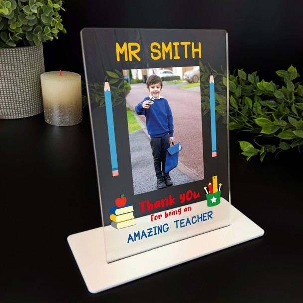 Amazing Teacher Gift Pencil Photo Personalised Acrylic Plaque
