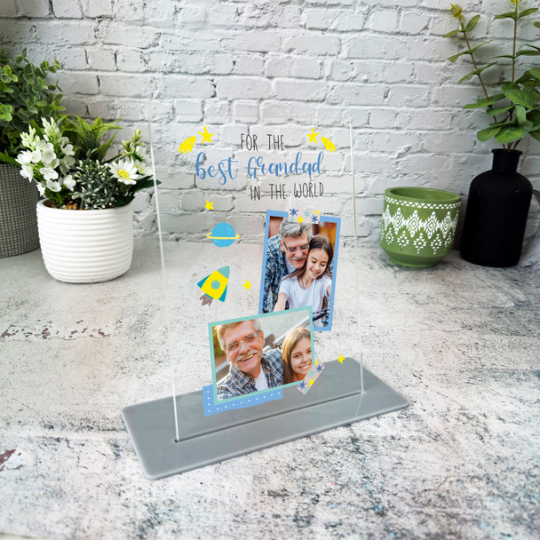 Gift For Best Grandad In The World Photo Personalised Acrylic Plaque