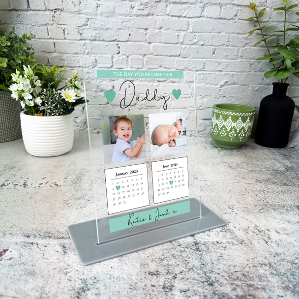 Our Daddy Photo Green 2 Children Gift For Dad Personalised Acrylic Plaque