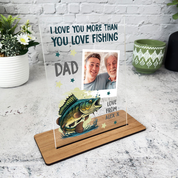 Fishing Gift For Dad Fishing Photo Fish Green Personalised Acrylic Plaque