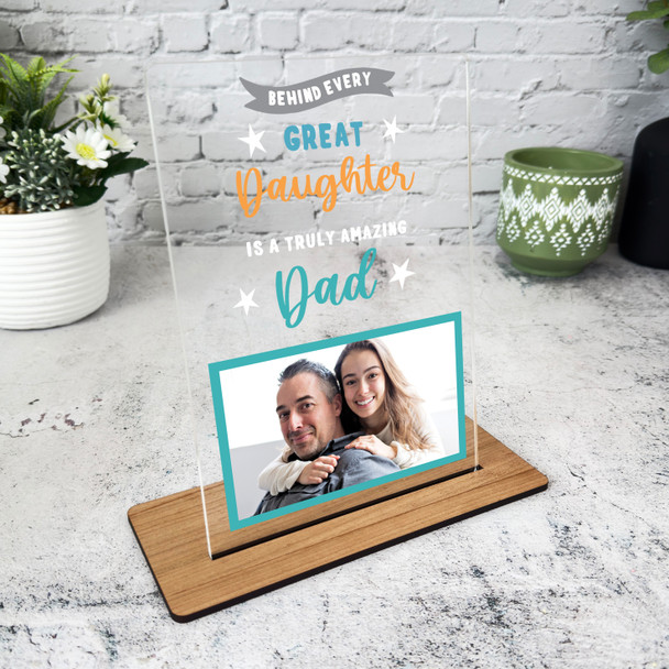 A Truly Amazing Dad Blue Photo Gift For Dad Personalised Acrylic Plaque