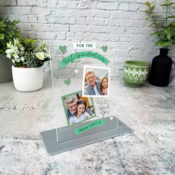 Best Grandad Gift Ever Green Photo Personalised Acrylic Plaque