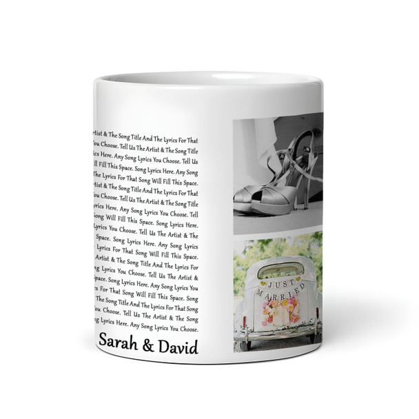 Block Text 4 Pictures Any Song Lyrics Custom Music Gift Tea Cup Personalised Mug
