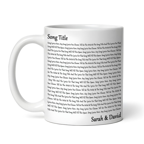 Block Text 4 Pictures Any Song Lyrics Custom Music Gift Tea Cup Personalised Mug