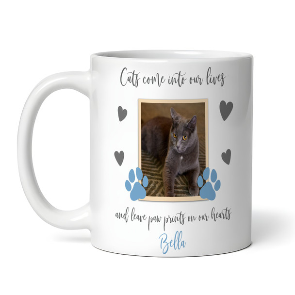 Cat Memorial Sympathy Keepsake Gift Paw Prints Hearts Photo Personalised Mug