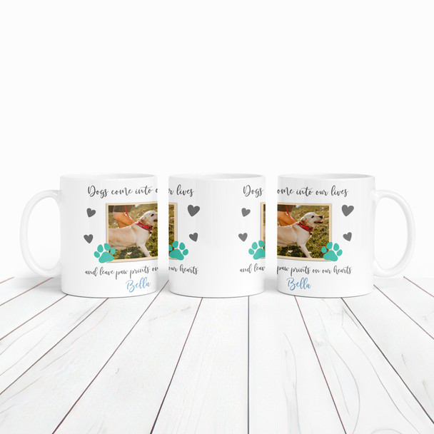 Dog Pet Memorial Sympathy Gift Leaves Paw Prints Hearts Photo Personalised Mug