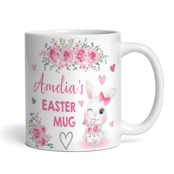 Easter Gift Bunny Pink Girl Happy Easter Coffee Tea Cup Personalised Mug