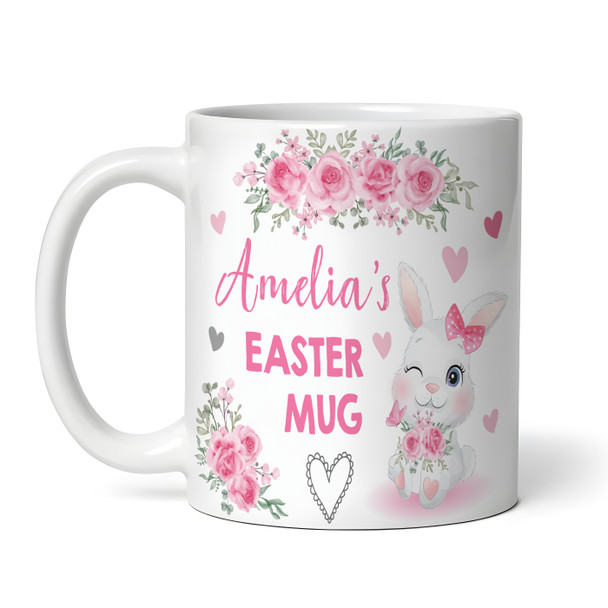 Easter Gift Bunny Pink Girl Happy Easter Coffee Tea Cup Personalised Mug