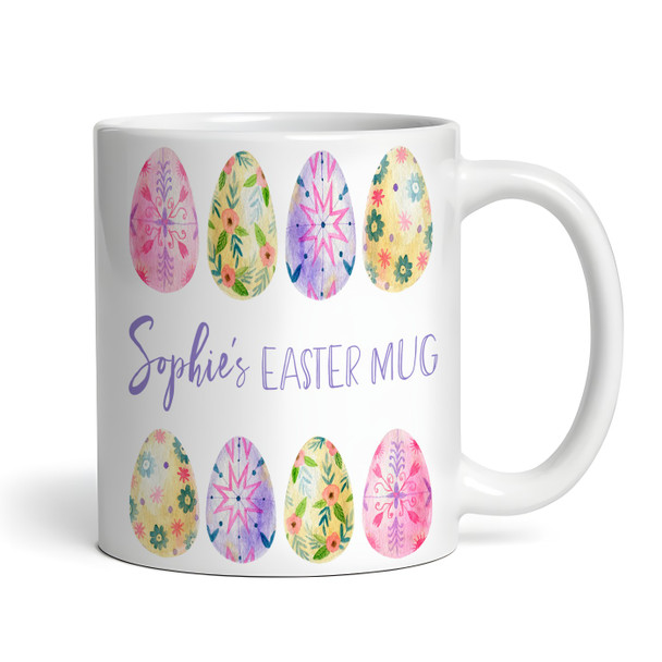 Easter Gift Pink Purple Easter Eggs Coffee Tea Cup Personalised Mug