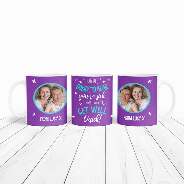 Get Well Soon Gift Purple Photo Coffee Tea Cup Personalised Mug