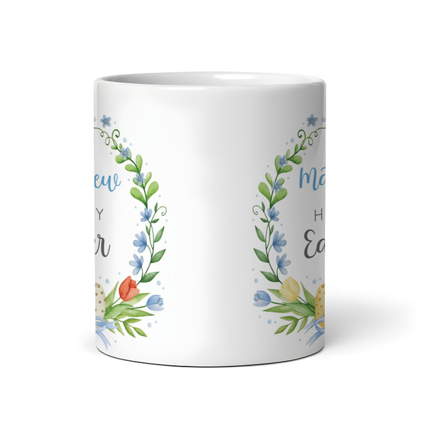 Happy Easter Gift Floral Wreath Blue Boy Coffee Tea Cup Personalised Mug