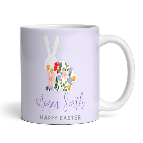 Happy Easter Gift Purple Rabbit Flowers Coffee Tea Cup Personalised Mug