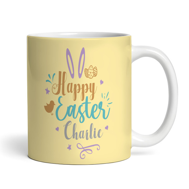 Happy Easter Gift Bunny Ears Yellow Coffee Tea Cup Personalised Mug