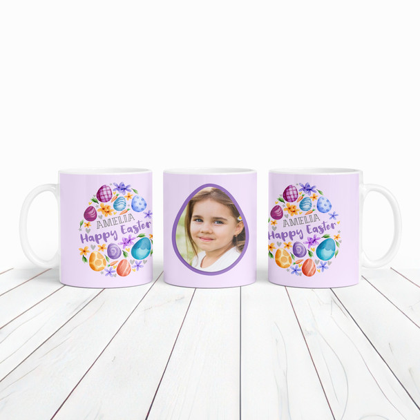 Happy Easter Gift Purple Easter Egg Photo Coffee Tea Cup Personalised Mug