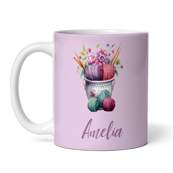 Knitting Gift Purple Yarn Coffee Tea Cup Personalised Mug