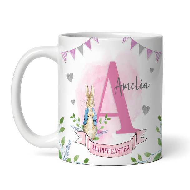 Peter Rabbit Pink Name Happy Easter Gift Coffee Tea Cup Personalised Mug