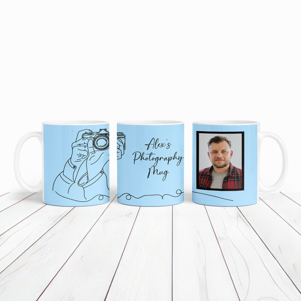 Photography Gift Line Art Blue Photo Coffee Tea Cup Personalised Mug