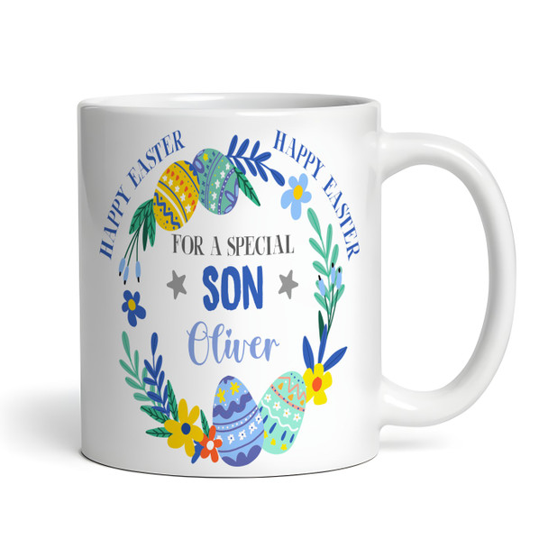 Son Happy Easter Gift Egg Floral Wreath Coffee Tea Cup Personalised Mug