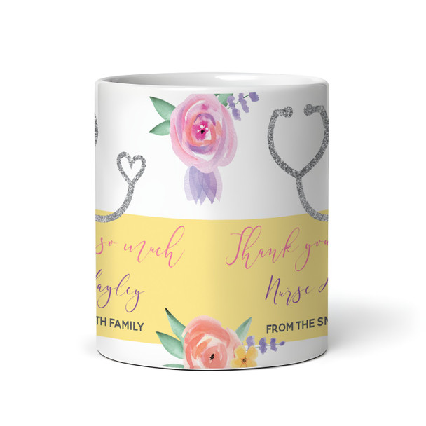 Thank You Nurse Gift Flowers Yellow Coffee Tea Cup Personalised Mug