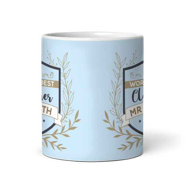 Worlds Best Cleaner Gift Blue Gold Wreath Coffee Tea Cup Personalised Mug