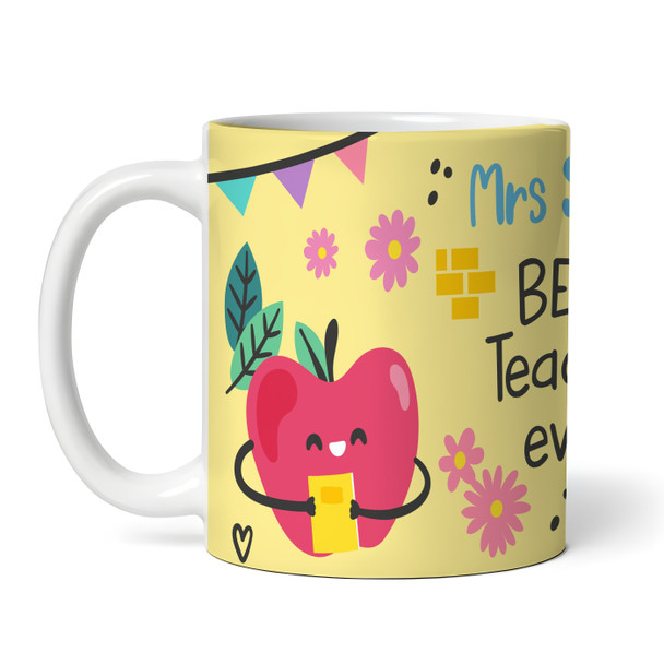 Best Teacher Gift Pencil Apple Yellow Coffee Tea Cup Personalised Mug