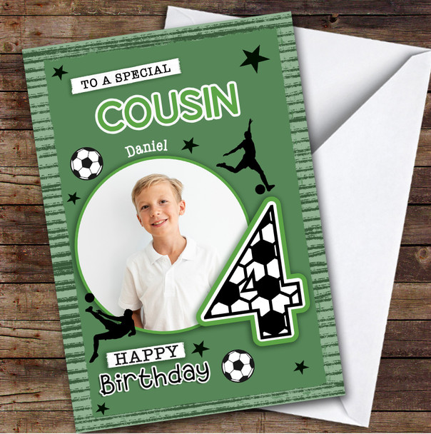4th Cousin Football Photo Custom Personalised Birthday Card