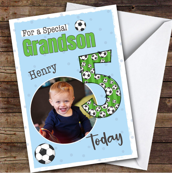 5th Grandson Football Boys Custom Personalised Birthday Card