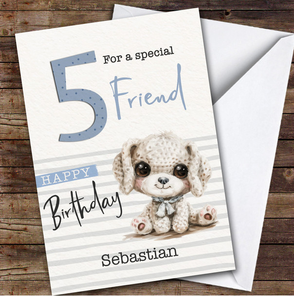 Friend 5th Baby Dog Puppy Custom Personalised Birthday Card