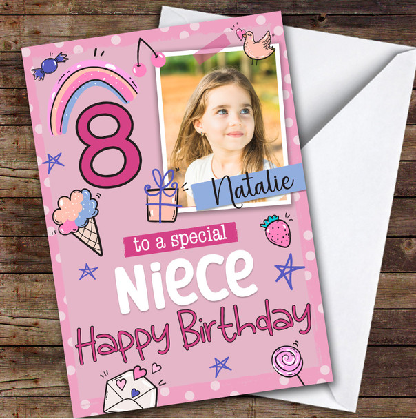 Niece 8th Photo Girls Custom Personalised Birthday Card