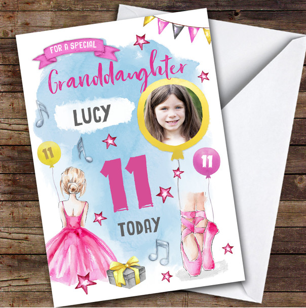 Ballet Ballerina Dancer Photo Granddaughter 11th Personalised Birthday Card