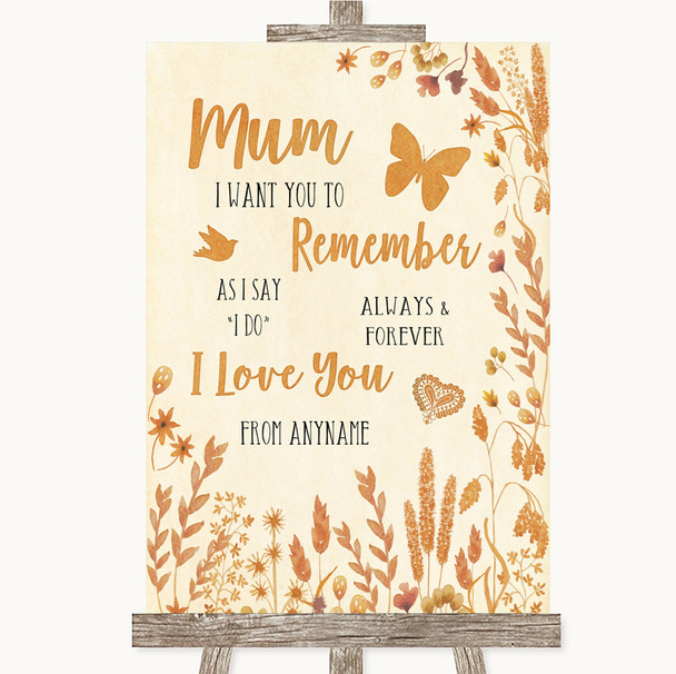 Autumn Leaves I Love You Message For Mum Personalised Wedding Sign