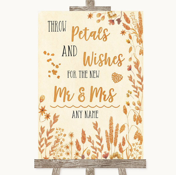Autumn Leaves Petals Wishes Confetti Personalised Wedding Sign