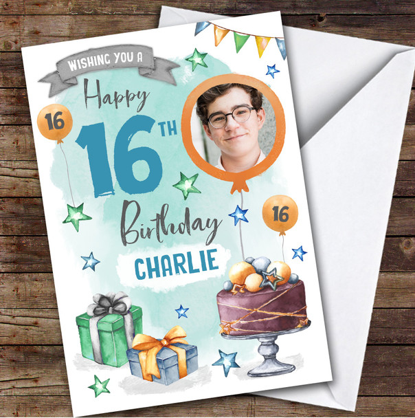 Cake Gift Photo 16th Teenager Custom Personalised Birthday Card