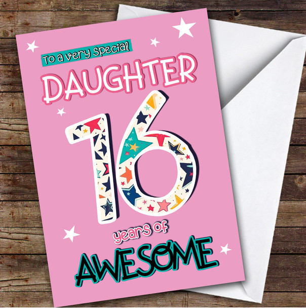16th Daughter Stars Teenager Custom Personalised Birthday Card