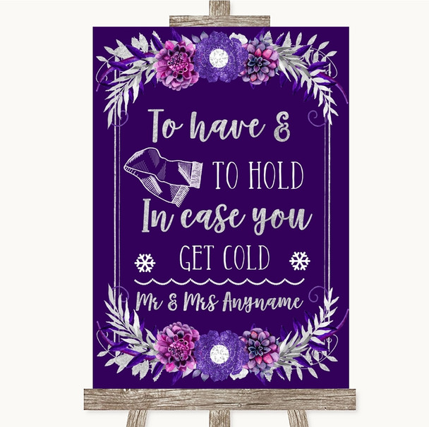 Purple & Silver Wedding Blanket Scarf Personalised Wedding Sign