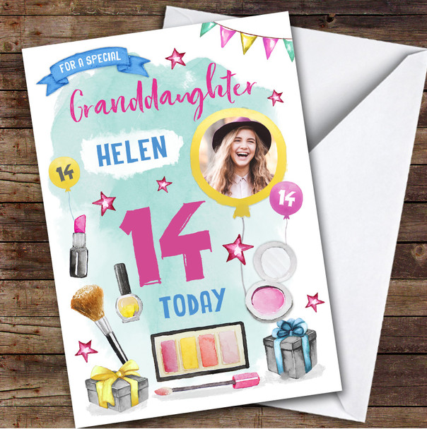 Girl's Make Up Beauty Photo Granddaughter 14th Birthday Personalised Card