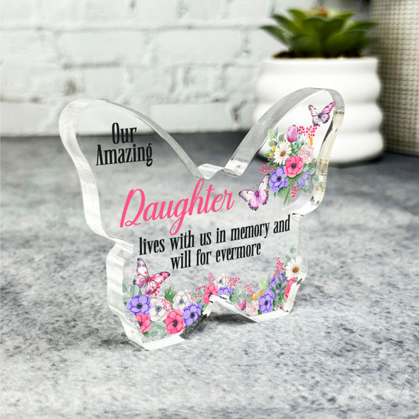 Daughter Floral Memorial Butterfly Plaque Sympathy Gift Keepsake Gift