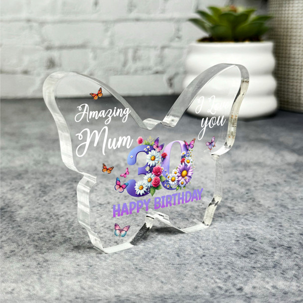 Mum 30th Happy Birthday Present Floral Butterfly Plaque Keepsake Gift