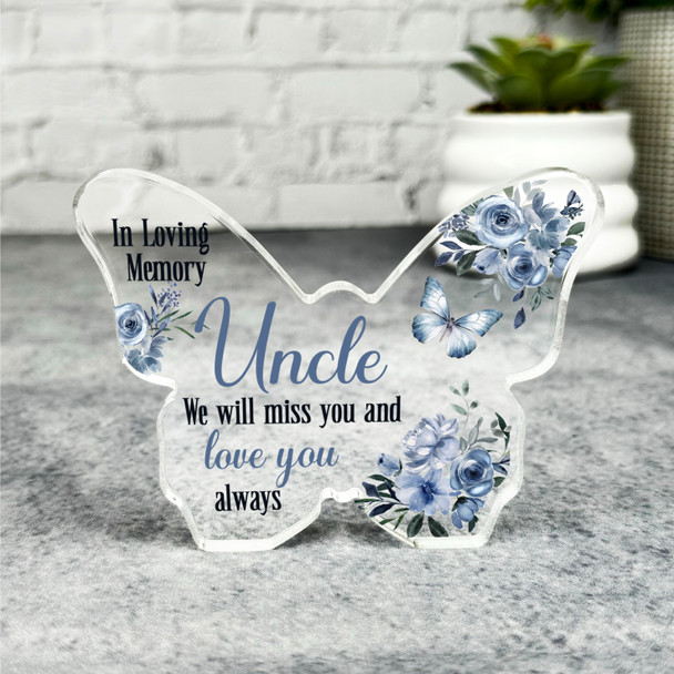 Uncle Navy Floral Memorial Butterfly Plaque Sympathy Gift Keepsake Gift