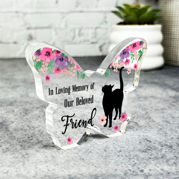 Cat Silhouette Pet Memorial Butterfly Plaque Sympathy Gift Keepsake Gift