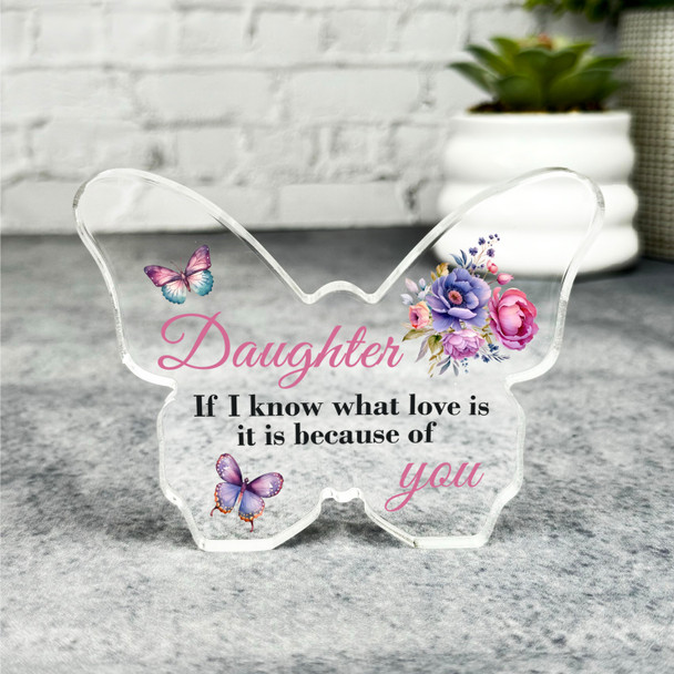 Gift For Daughter Pink Floral Butterflies Butterfly Plaque Keepsake Gift