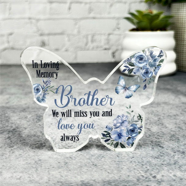 Brother Navy Floral Memorial Butterfly Plaque Sympathy Gift Keepsake Gift