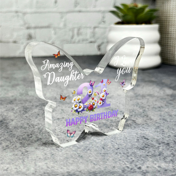 Daughter 21st Happy Birthday Present Floral Butterfly Plaque Keepsake Gift