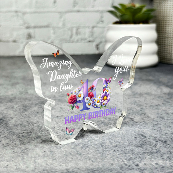 Daughter-In-Law 40th Happy Birthday Present Butterfly Plaque Keepsake Gift