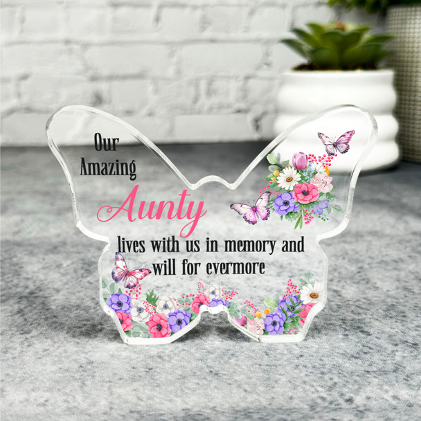 Aunty Floral Butterflies Memorial Butterfly Plaque Sympathy Gift Keepsake Gift