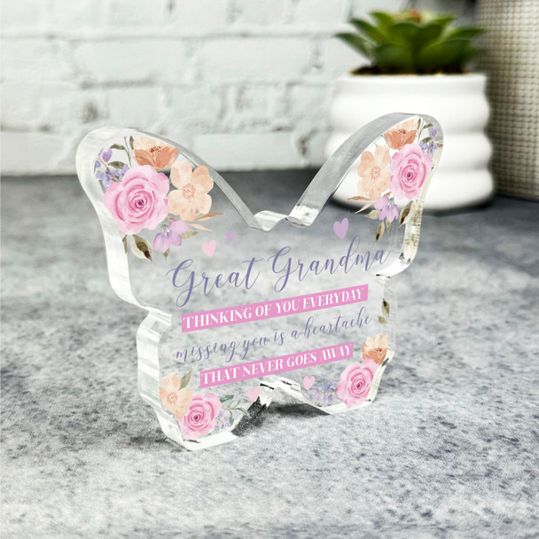 Great Grandma Thinking Of You Memorial Butterfly Plaque Sympathy Keepsake Gift