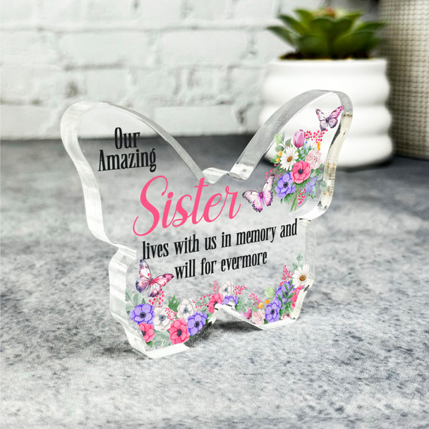 Sister Floral Butterflies Memorial Butterfly Plaque Sympathy Gift Keepsake Gift