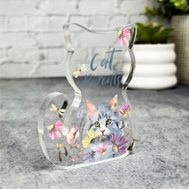 Custom Ornament Parents Flower Gift For Cat Lover Plaque Keepsake Gift