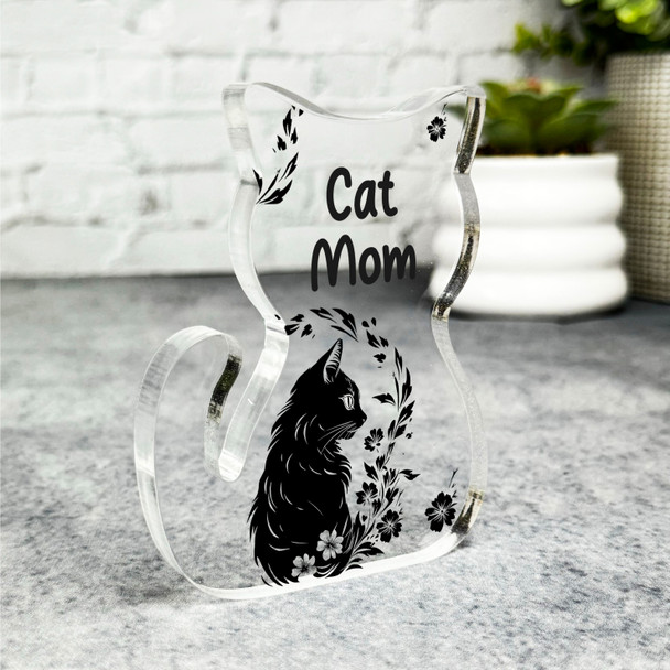 Custom Ornament Best Mom Flower Gift For Cat Lover Plaque Keepsake Gift