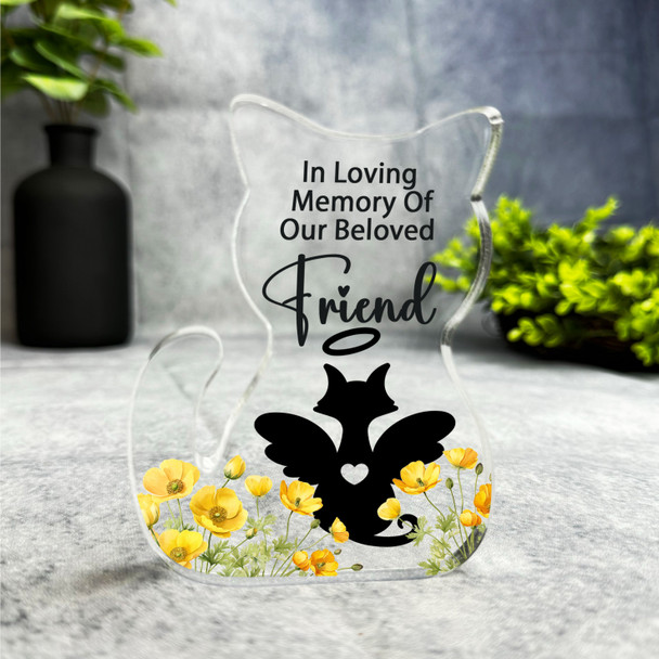 Yellow Wings Silhouette Pet Memorial Cat Plaque Sympathy Gift Keepsake Gift